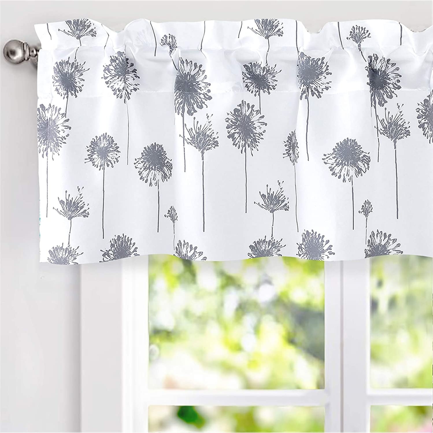 Driftaway Dandelion Floral Botanical Lined Thermal Insulated Window Curtain Valance Rod Pocket 52 X 14