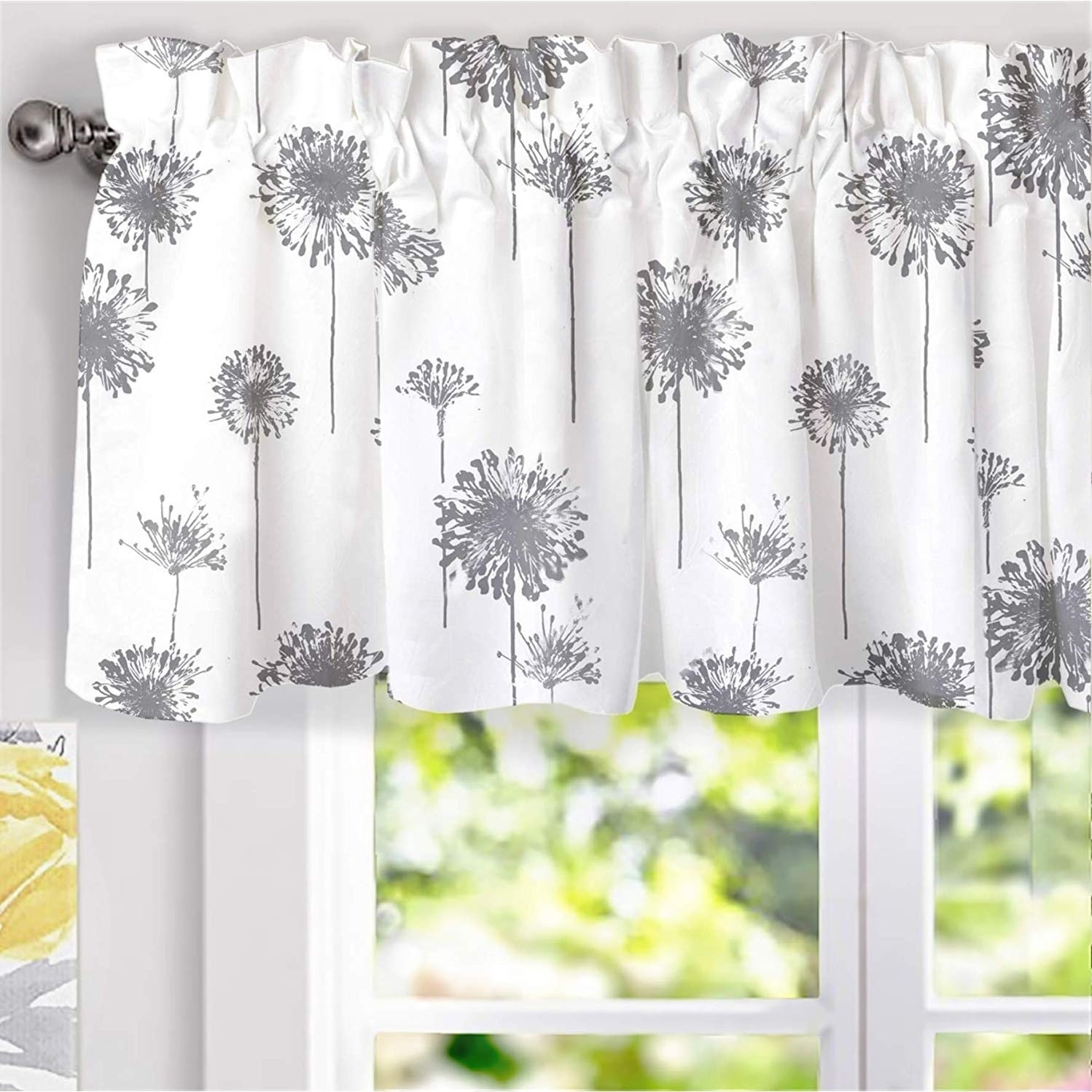 Porch Den Nelly Dandelion Pattern Lined Window Valance