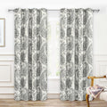 Driftaway Freda Jacobean Floral Linen Blend Lined Blackout Back Tabs Window Curtains