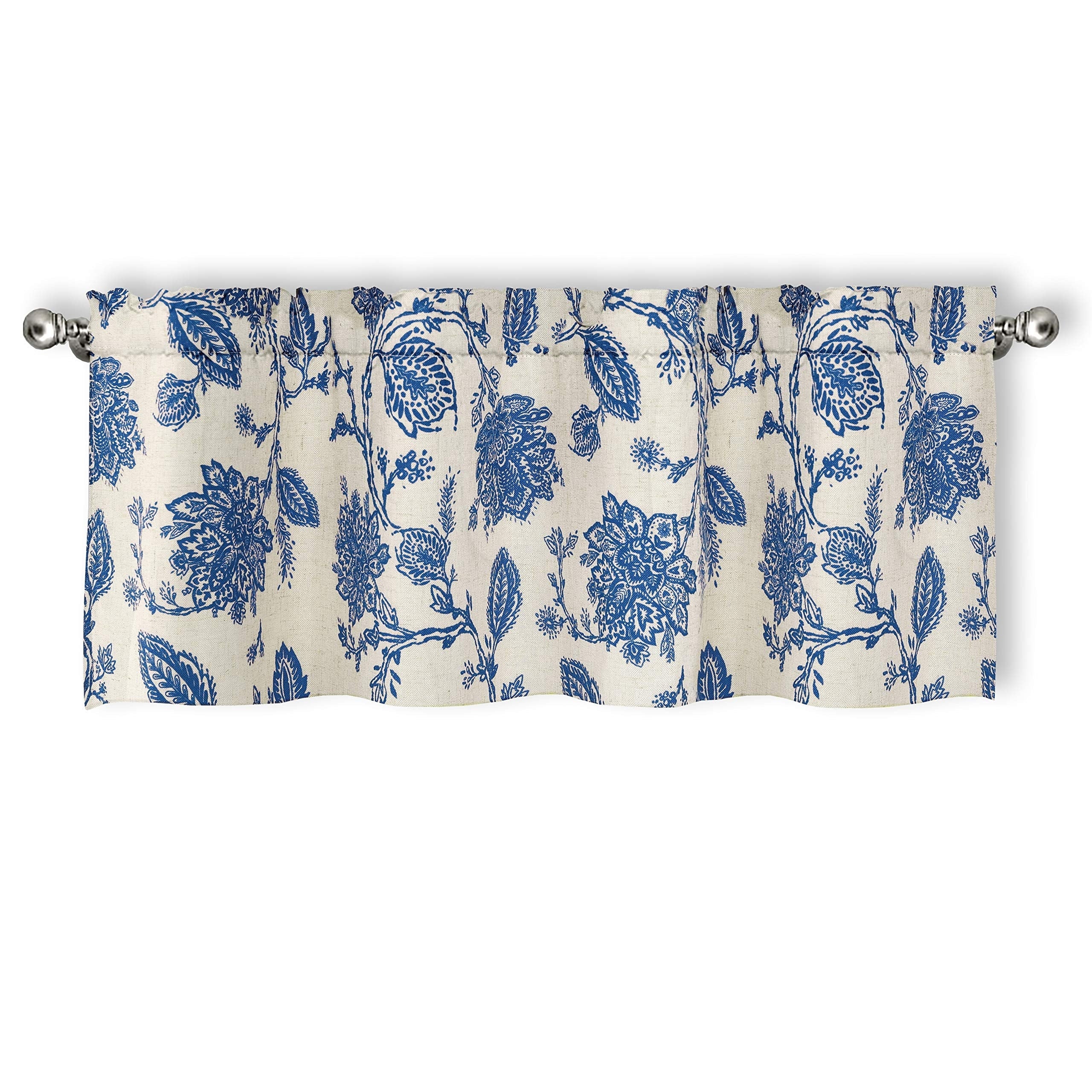 Driftaway Freda Jacobean Floral Linen Blend Window Curtain Valance