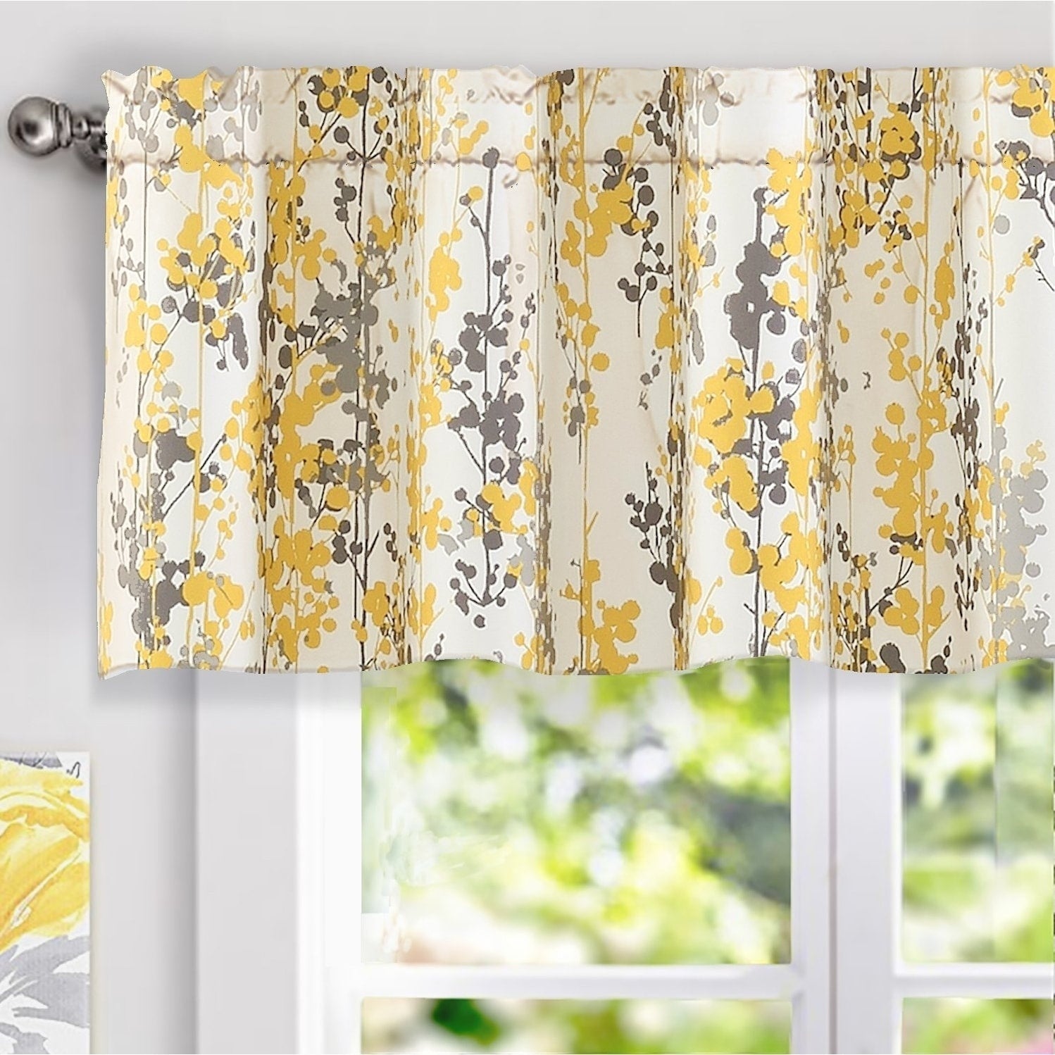 Driftaway Leah Floral Blossom Ink Painting Window Valance