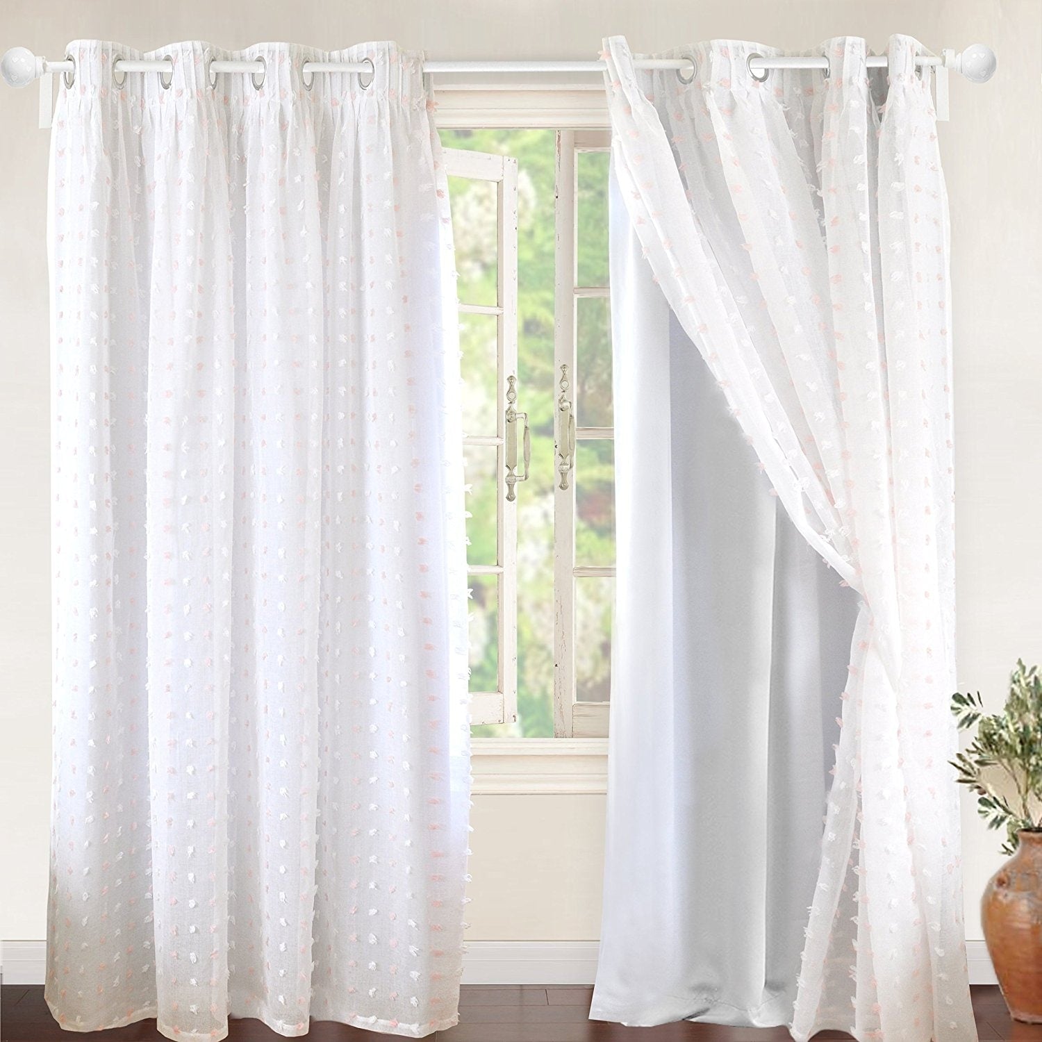 Driftaway Lily White Voile Sheer Blackout Curtain Liner Single Panel
