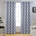 Driftaway Mason Geometric Trellis Pattern Thermal Insulated Blackout Grommet Window Curtains 2 Panels Each 52 By 96 Navy