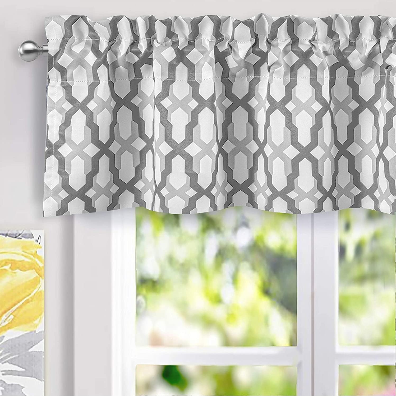 Driftaway Mason Geometric Trellis Pattern Window Curtain Valance Rod Pocket 52 Width X 14 Length