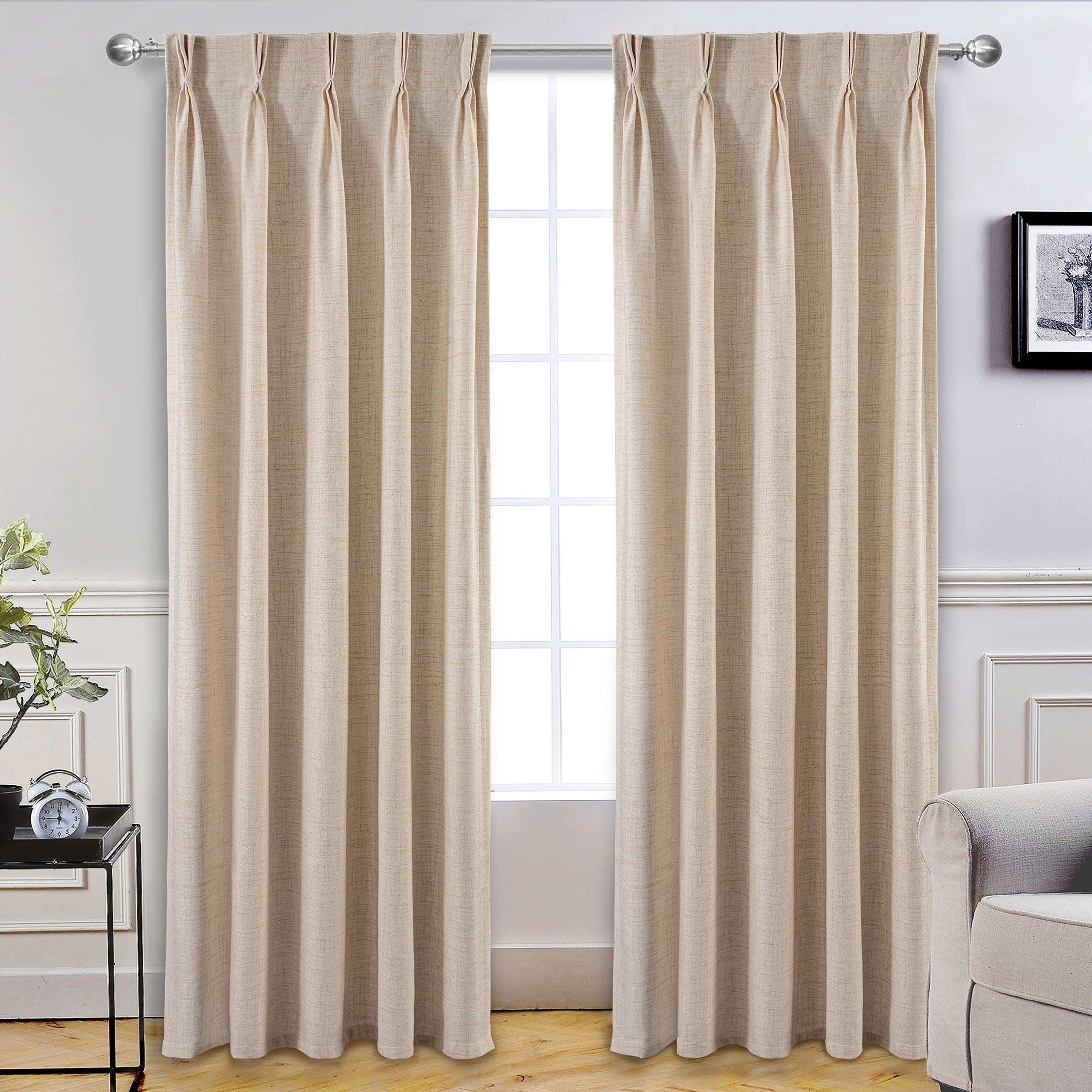 Driftaway Pinch Pleat Linen Blend Semi Sheer Solid Curtains Back Tabs