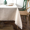 Driftaway Pom Pom Tassel Rectangle Linen Blend Decorative Table Cloth