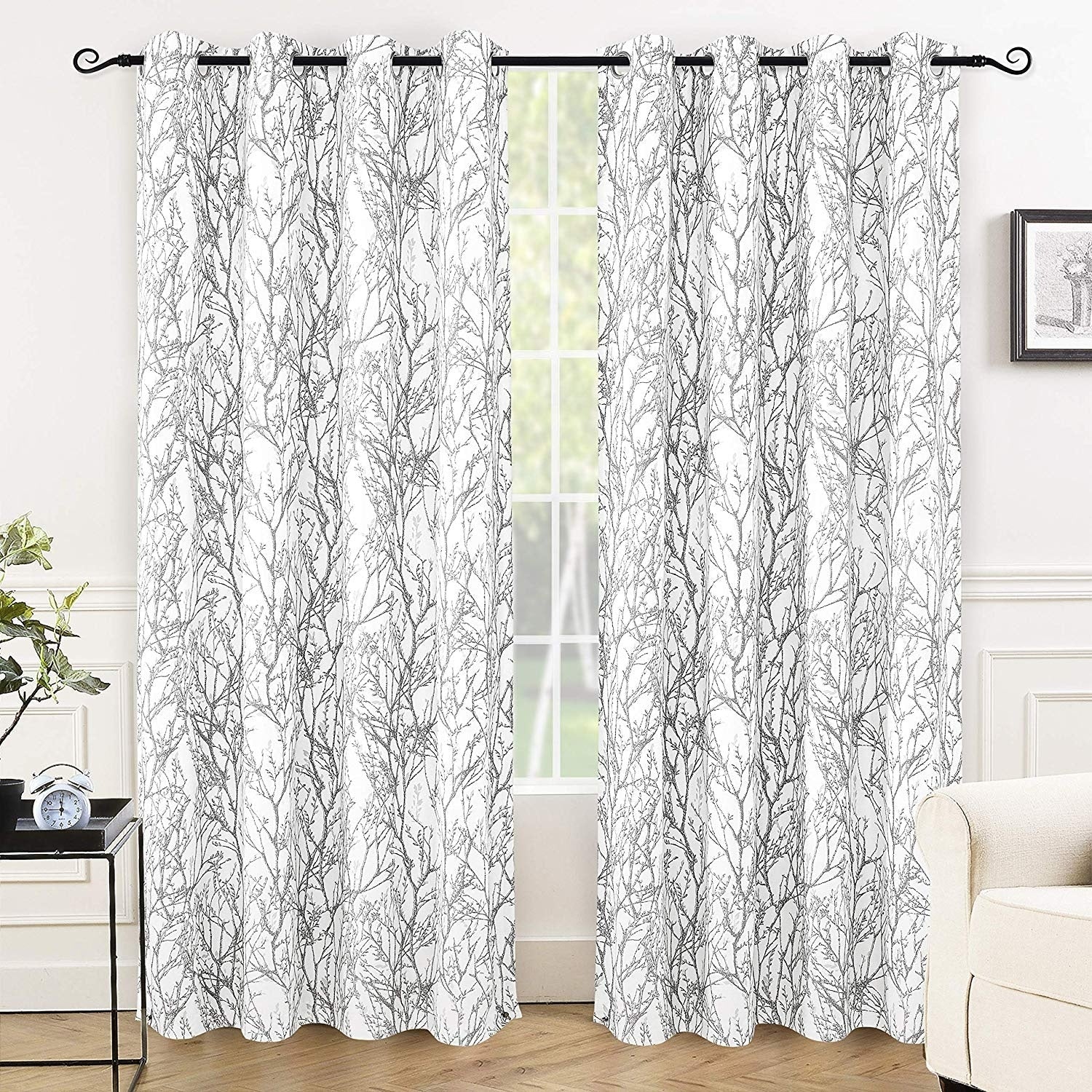 Porch Den Pagosa Tree Branch Grommet Window Curtain Panel Pair