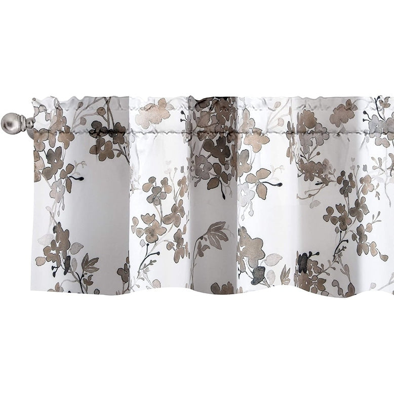 Driftaway Watercolor Floral Botanical Lined Thermal Insulated Window Curtain Valance Rod Pocket 52 X 14