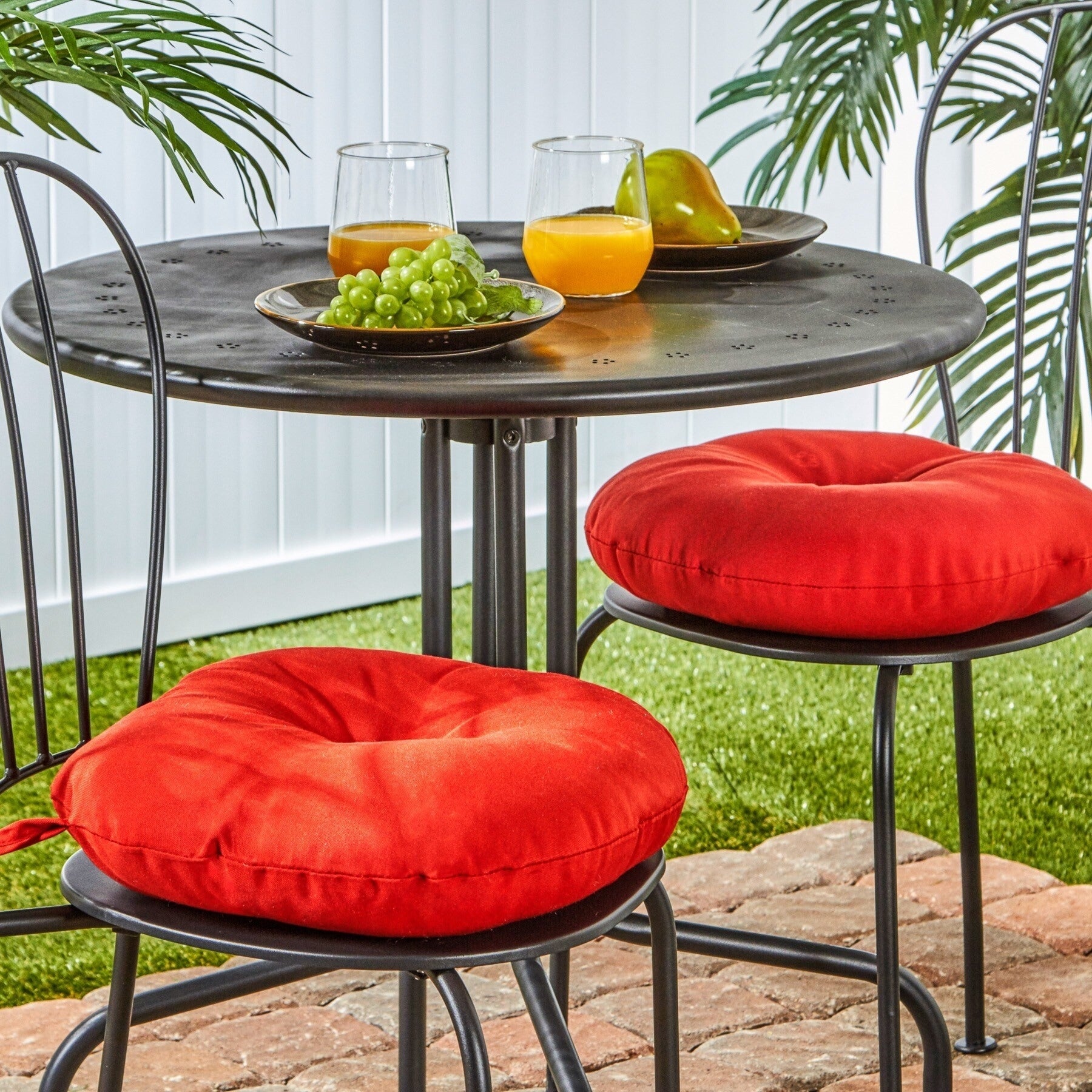 Havenside Home Driftwood 15 Inch Round Outdoor Red Bistro Chair Cushions Set Of 2