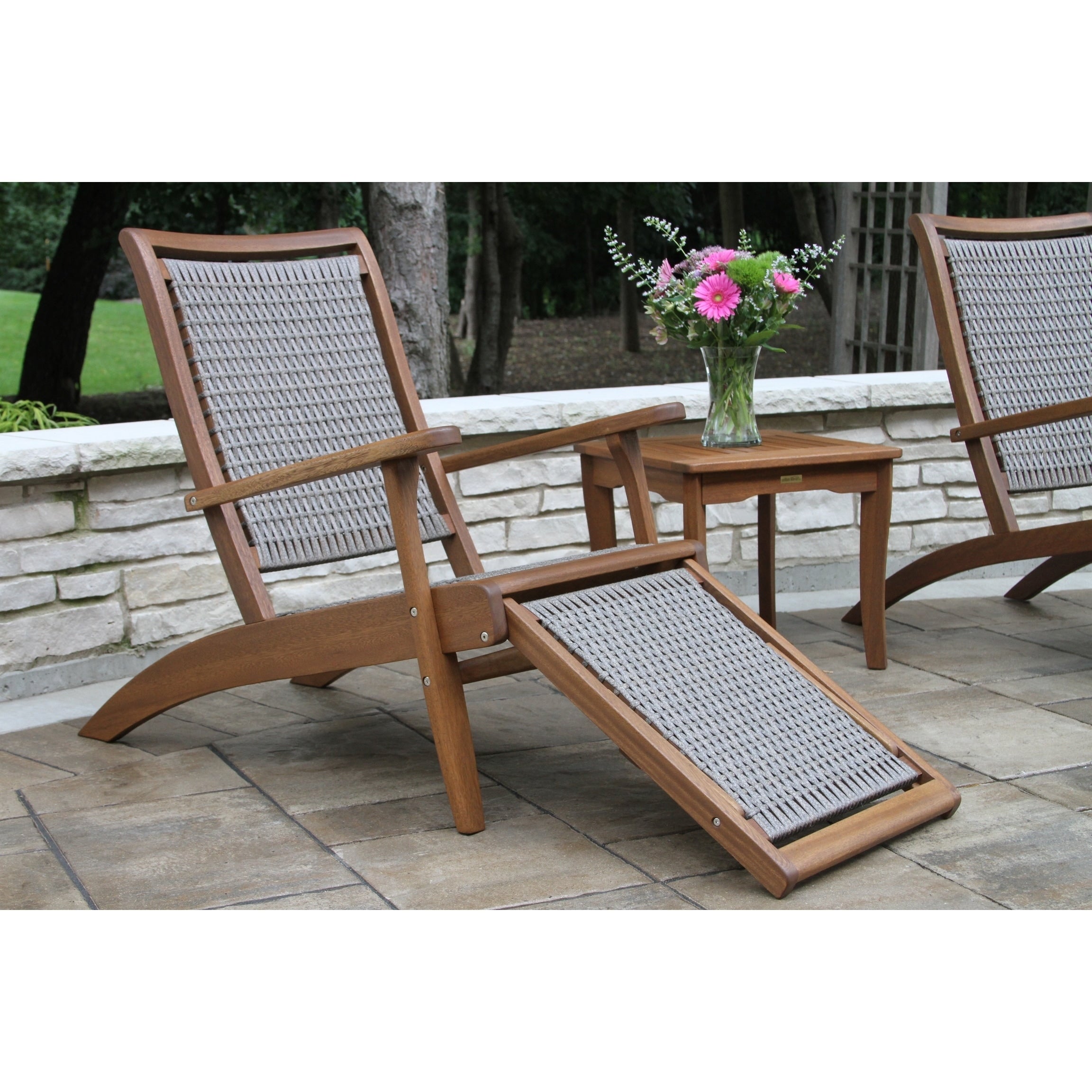 Havenside Home Eilana Grey Wicker And Eucalyptus Lounge Chair With Built In Ottoman