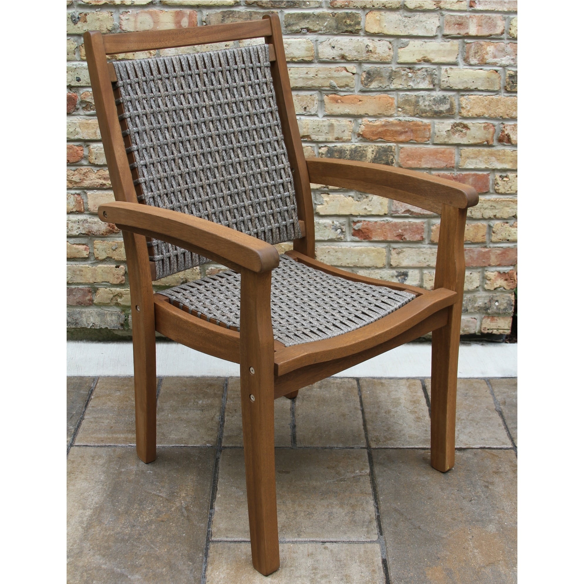 Havenside Home Eilana Driftwood Grey Wicker And Eucalyptus Stacking Chair