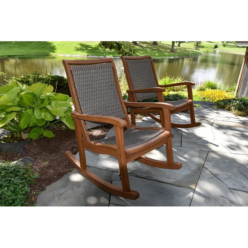 Havenside Home Eilana Driftwood Grey Wicker And Eucalyptus Rocking Chair