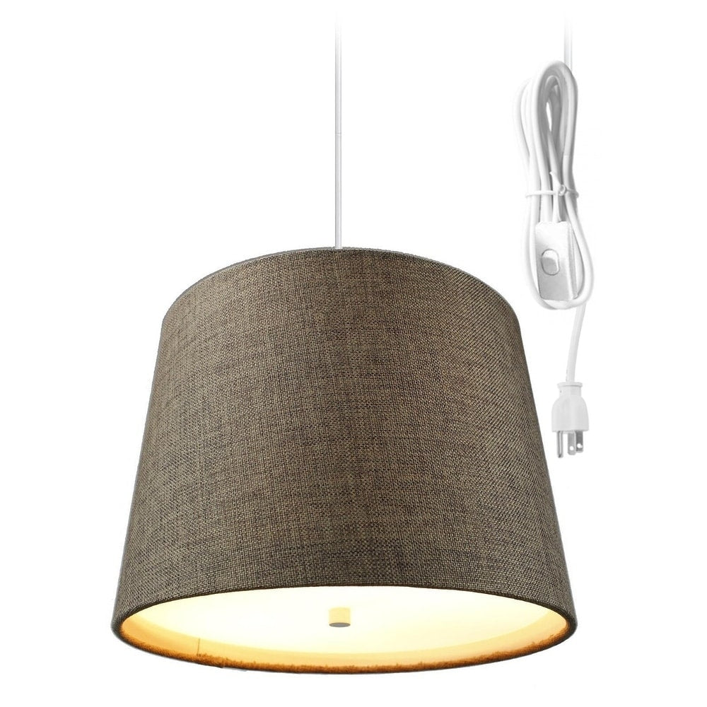 Drum 2 Light Swag Plug In Pendant With Diffuser Chocolate Burlap