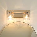 Dryden 15 Inch 2 Light Champagne Gold Vanity Light With Clear Ribbed Glass Shades