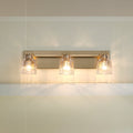 Dryden 24 Inch 3 Light Champagne Gold Vanity Light With Clear Ribbed Glass Shades