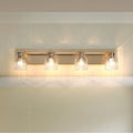 Dryden 32 Inch 4 Light Champagne Gold Vanity Light With Clear Ribbed Glass Shades