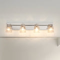 Dryden 32 Inch 4 Light Polished Nickel Vanity Light With Clear Ribbed Glass Shades