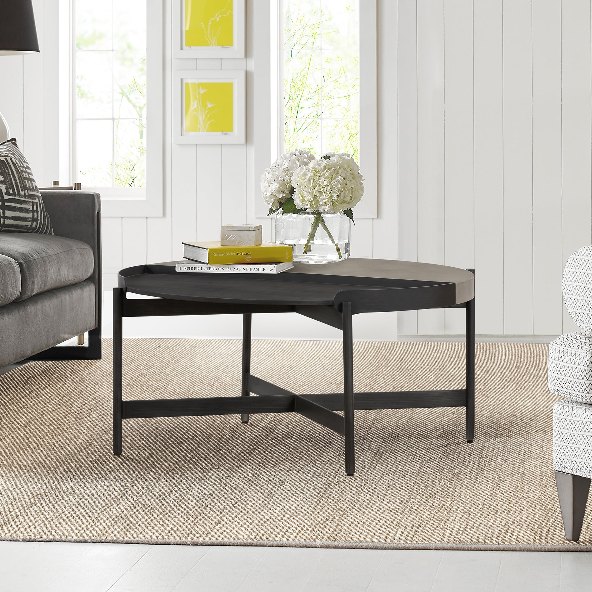 Dua Grey Concrete And Antique Brass Coffee Table