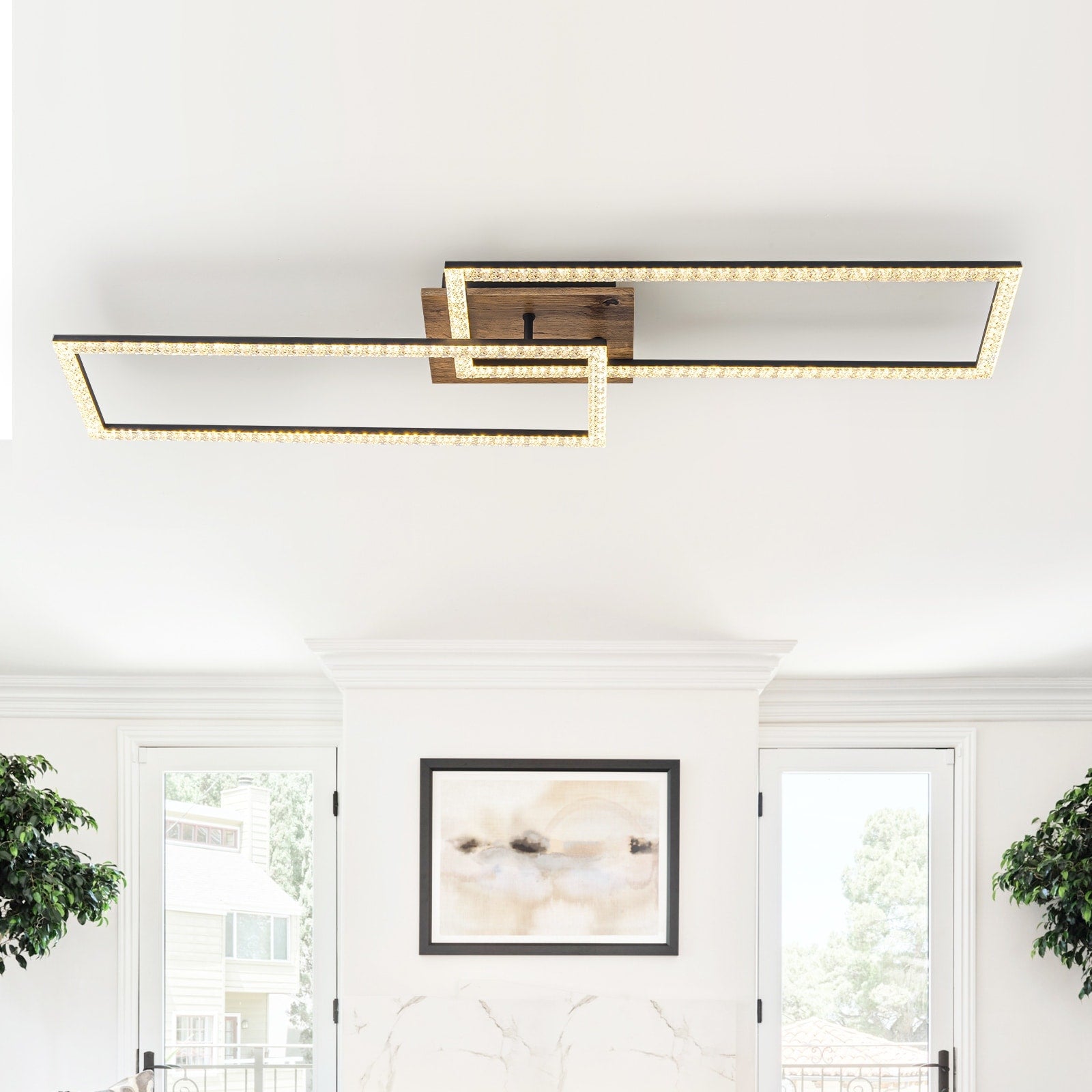 Dual Frame Rectangular Integrated Led Flush Mount Ceiling Light Dia.40.55 In