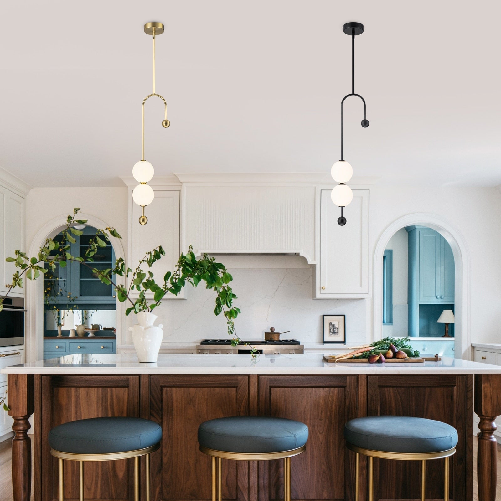 Dual Globe Led Pendant Light Dimmable Modern Hanging Fixture
