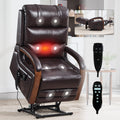 Dual Motor Power Lift Recliner With Heat Massage And Solid Wood Armrests