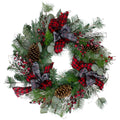 Dual Plaid And Berries Artificial Christmas Wreath 24 Inch Unlit