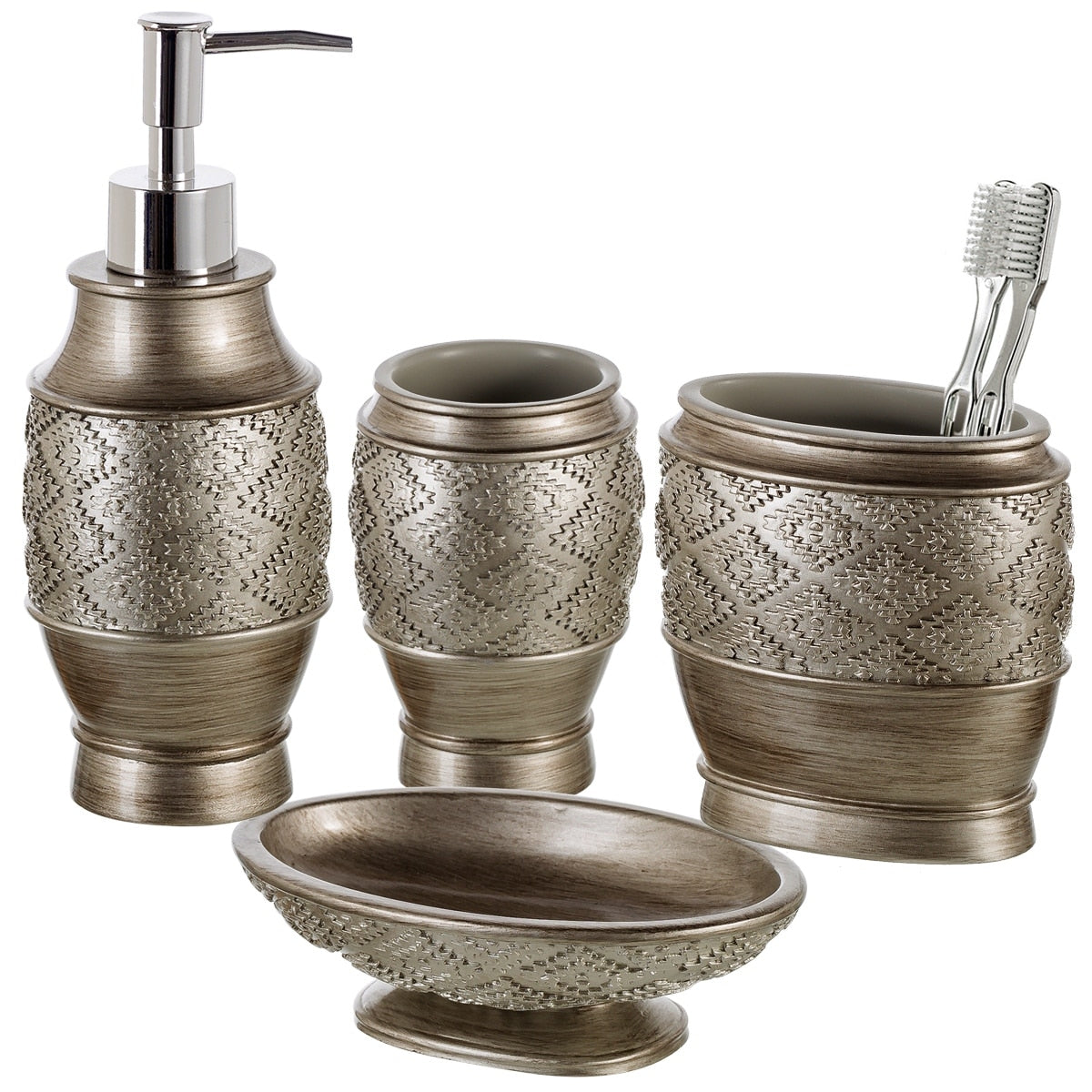 Dublin 4 Piece Bathroom Accessories Set Brushed Silver