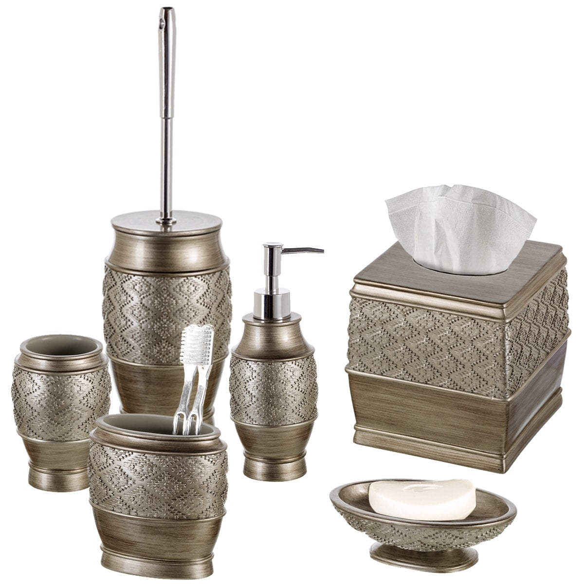 Dublin 6 Piece Bathroom Accessories Set Brushed Silver