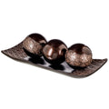 Dublin Home Decor Tray And Orbs Balls Set Of 3 Brown