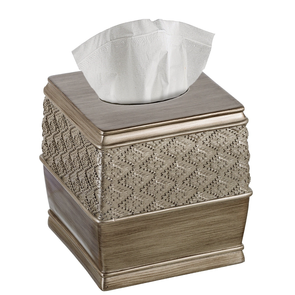 Dublin Square Tissue Box Cover Brushed Silver