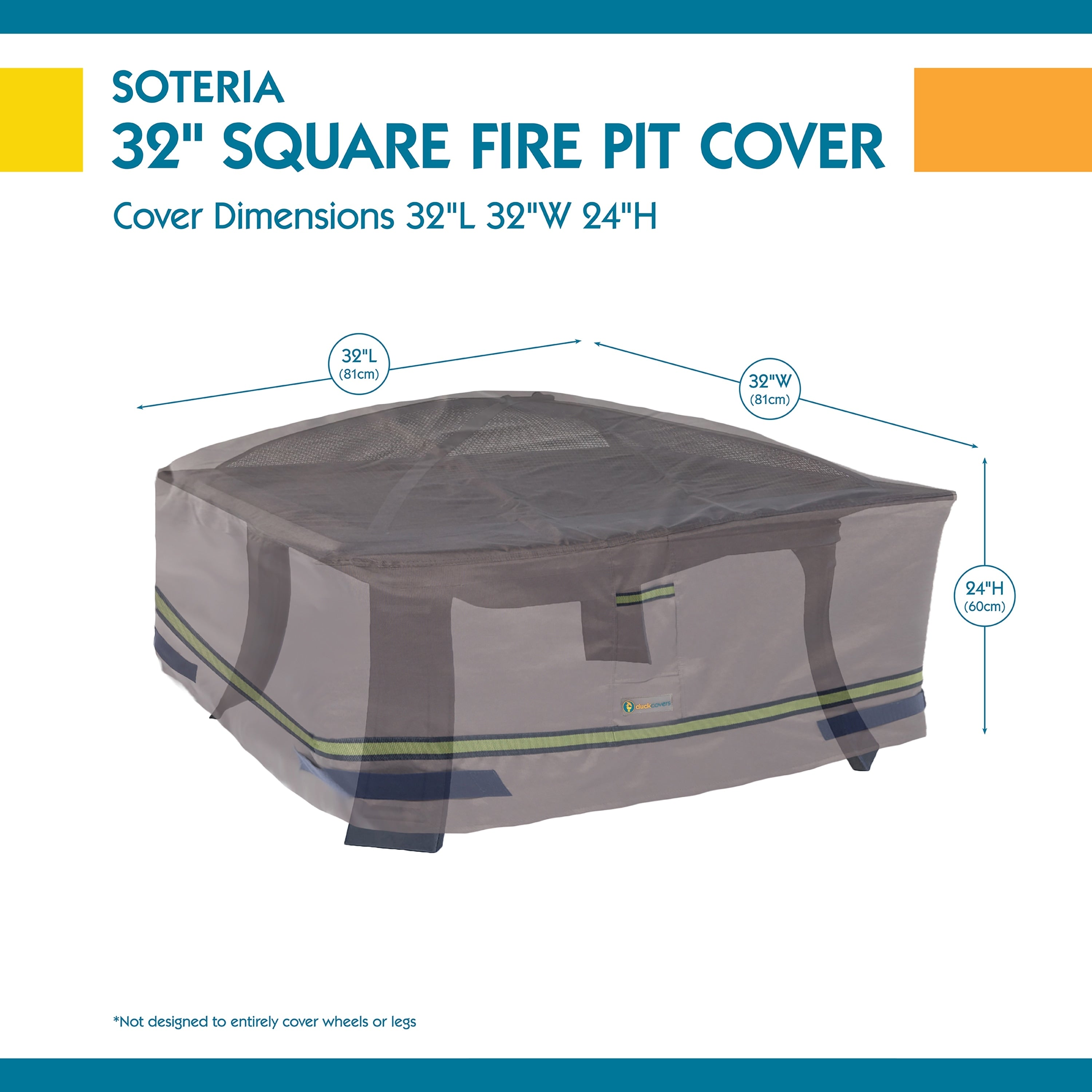 Duck Covers Soteria Rainproof Square Fire Pit Cover