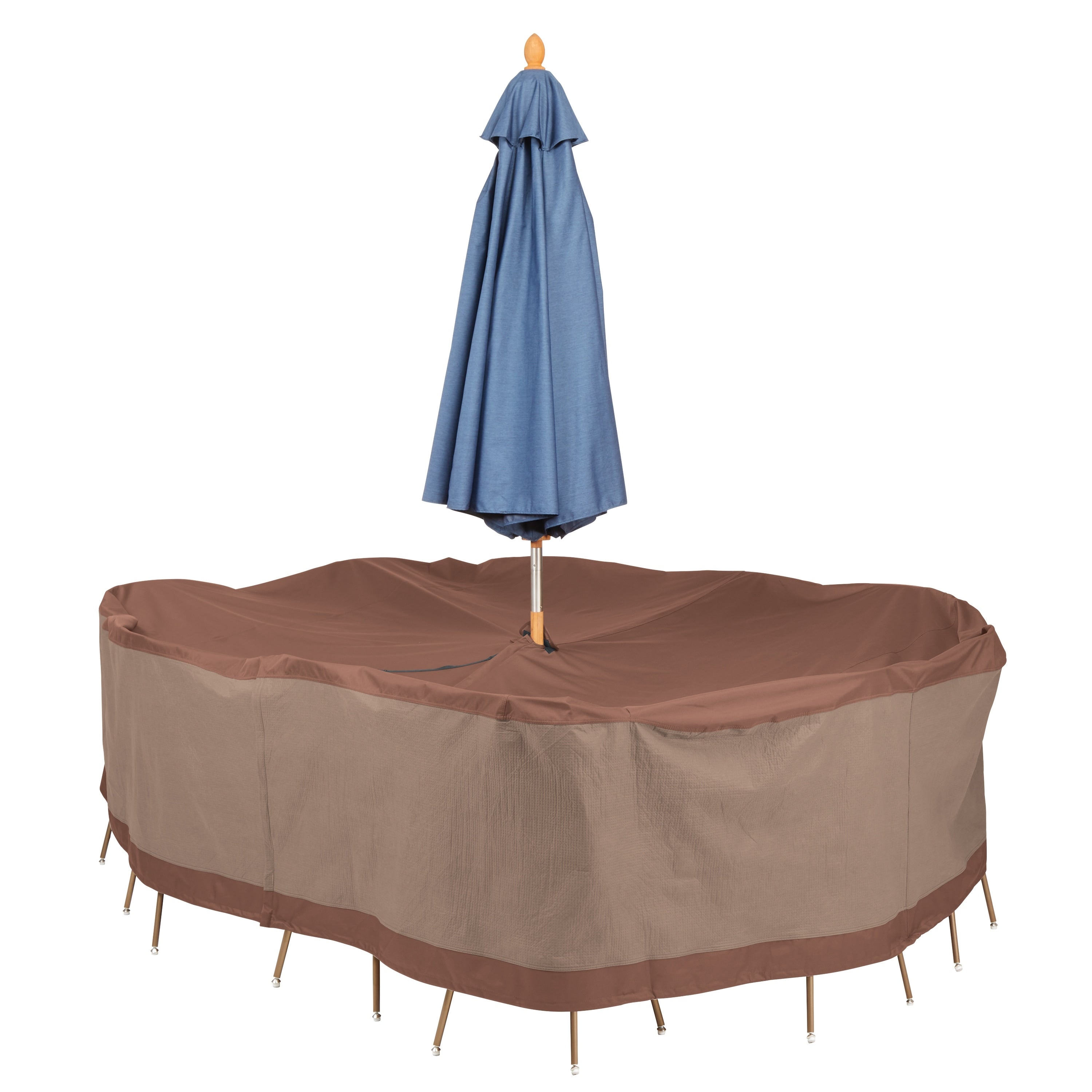 Duck Covers Ultimate Rectangular Oval Table And Chair Set Cover With Umbrella Hole 88 W 90 L X 60 D X 32 H