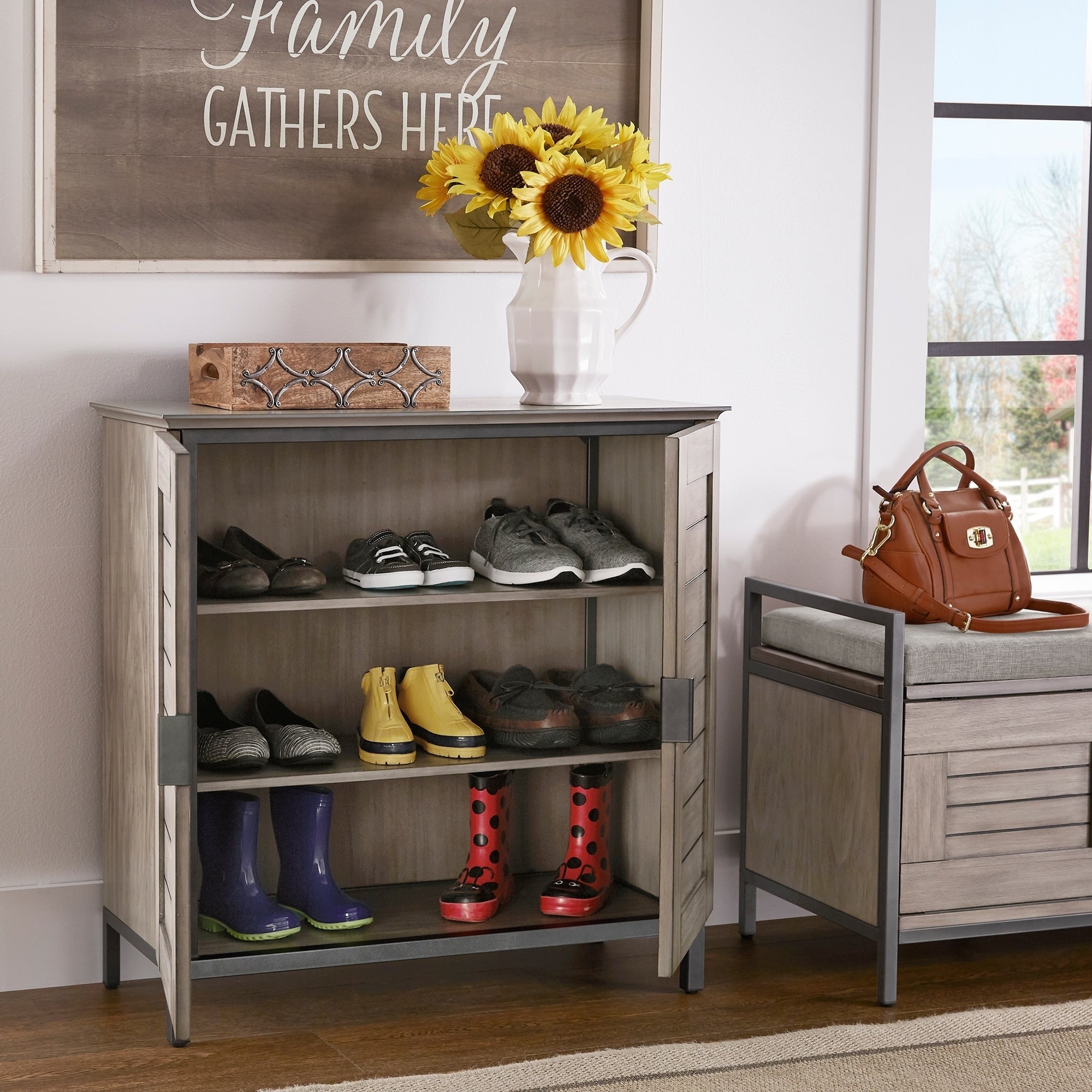 Duke Grey Finish Shoe Storage Cabinet By Inspire Q Classic