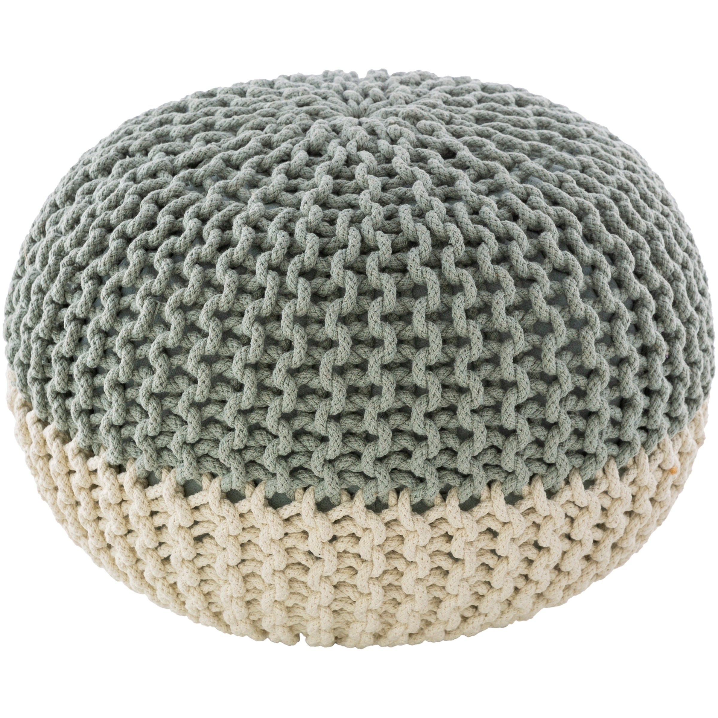 Dulce Modern Knitted Two Toned 20 Inch Round Pouf