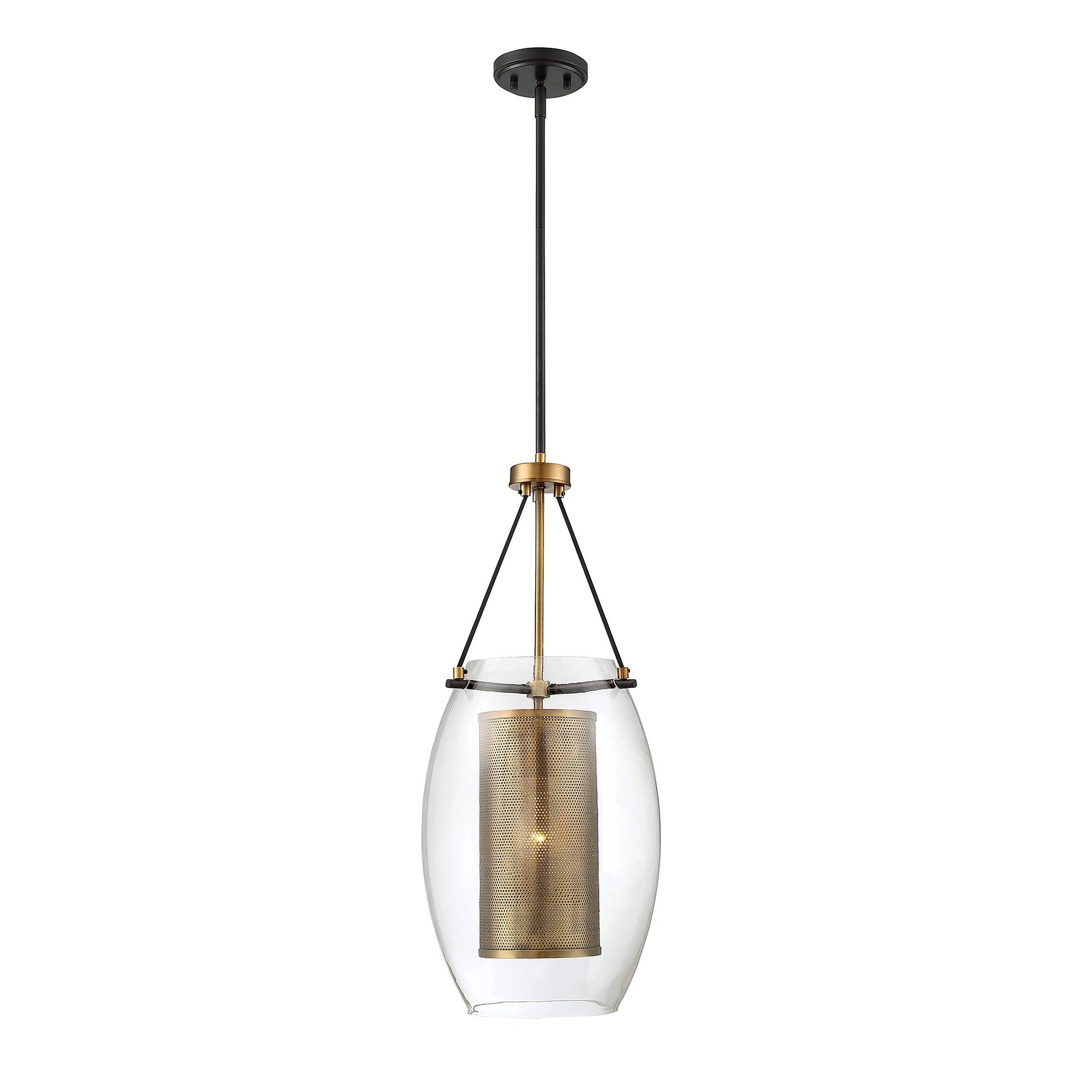 Dunbar Brian Thomas Designed Industrial Bohemian Clear Glass Metal Pendant By Savoy House