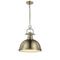 Duncan 1 Light Pendant With Chain In Aged Brass With A Aged Brass