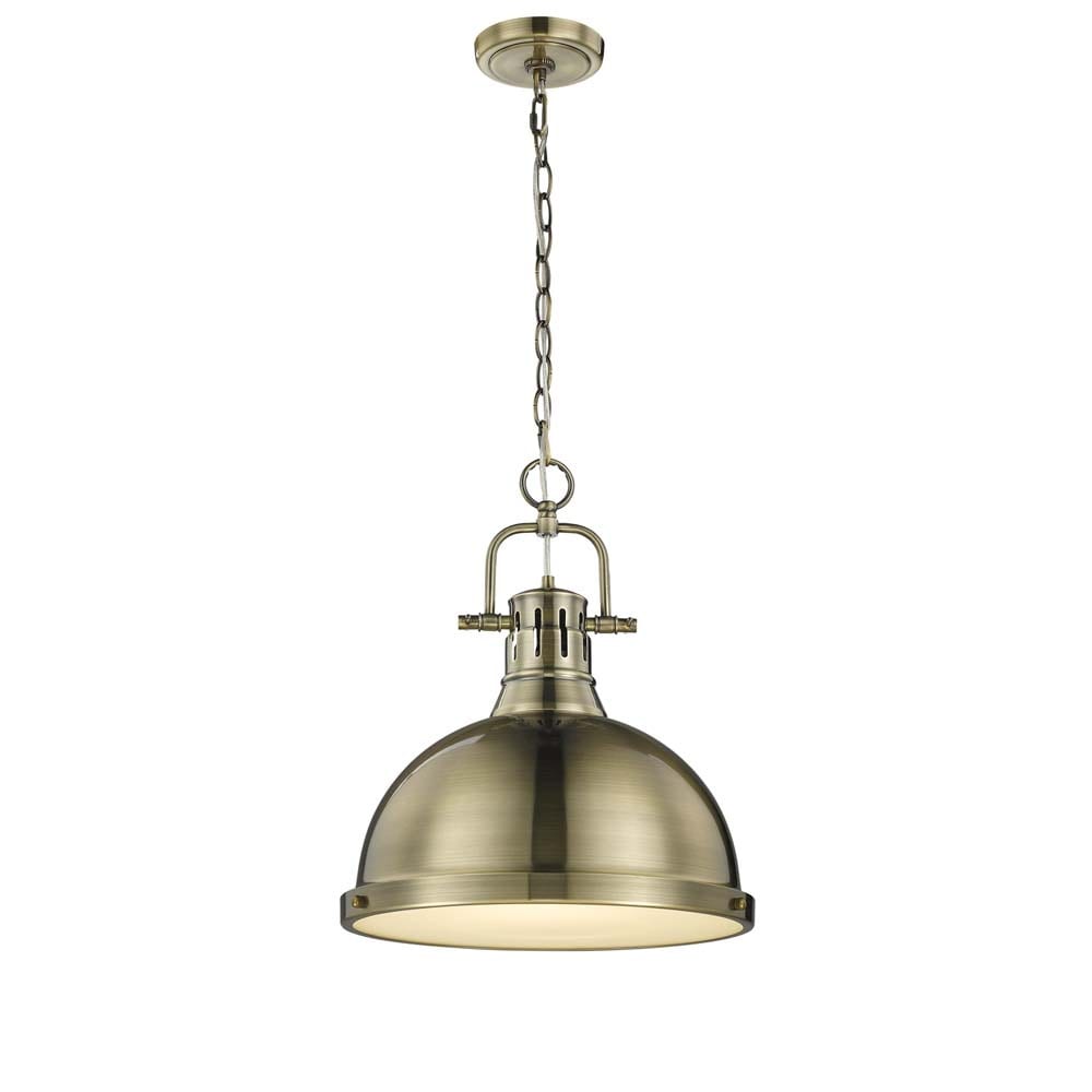 Duncan 1 Light Pendant With Chain In Aged Brass With A Aged Brass