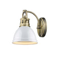 Duncan 1 Light Bath Vanity In Aged Brass With White Shade