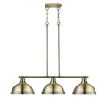 Duncan 3 Light Linear Pendant In Aged Brass With Aged Brass Shades