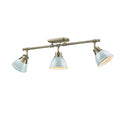 Duncan 3 Light Semi Flush Aged Bronze Track Light With Seafoam Shades
