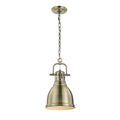 Duncan Mini Pendant With Chain In Aged Brass With An Aged Brass Shade