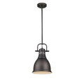 Duncan Small Pendant With Rod In Rubbed Bronze With A Rubbed Bronze