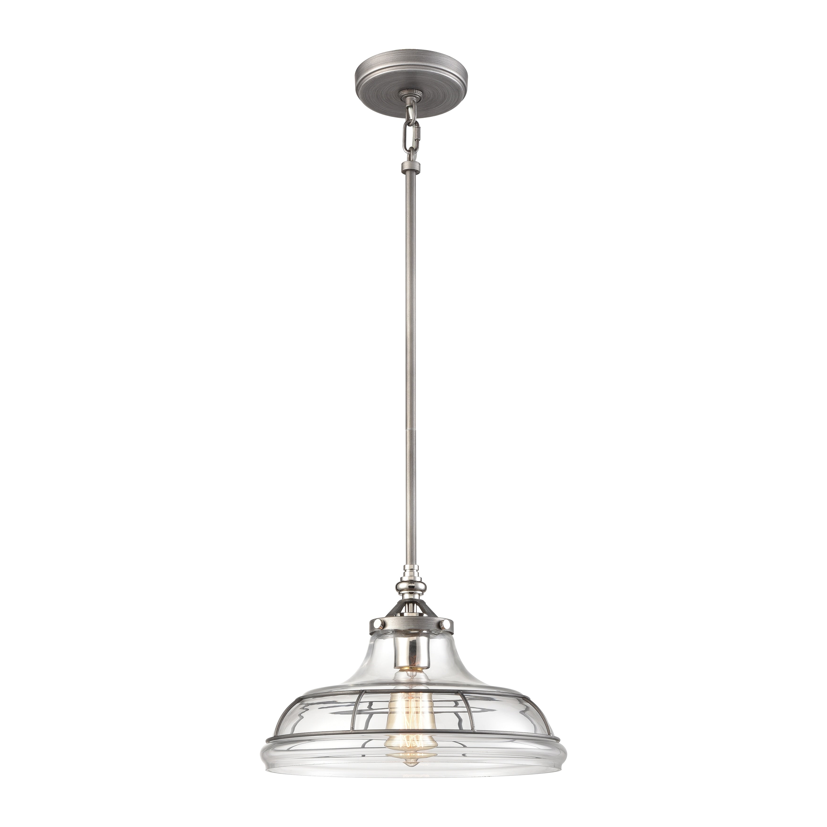 Dunkirk 13 Inch Wide 1 Light Pendant In Weathered Zinc 13In W X 13In D X 9In H