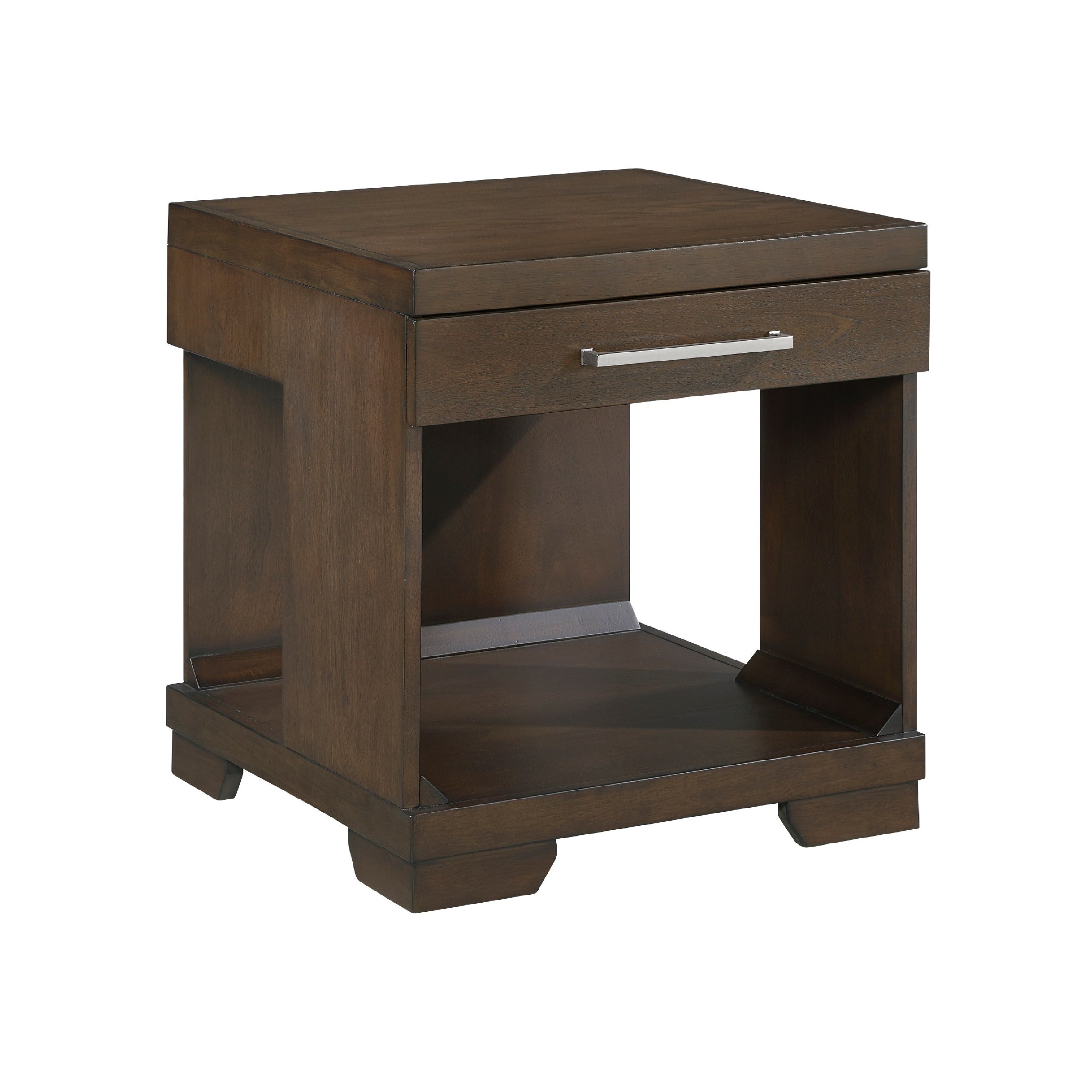 Duny Side End Table 24 Inch Top 1 Drawer With Handle Espresso Brown