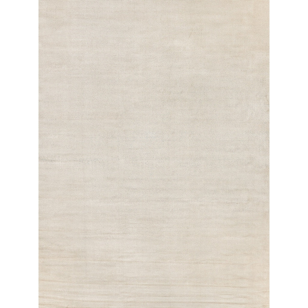 Duo Handloomed Wool Bamboo Silk Beige White Area Rug 2 X 3