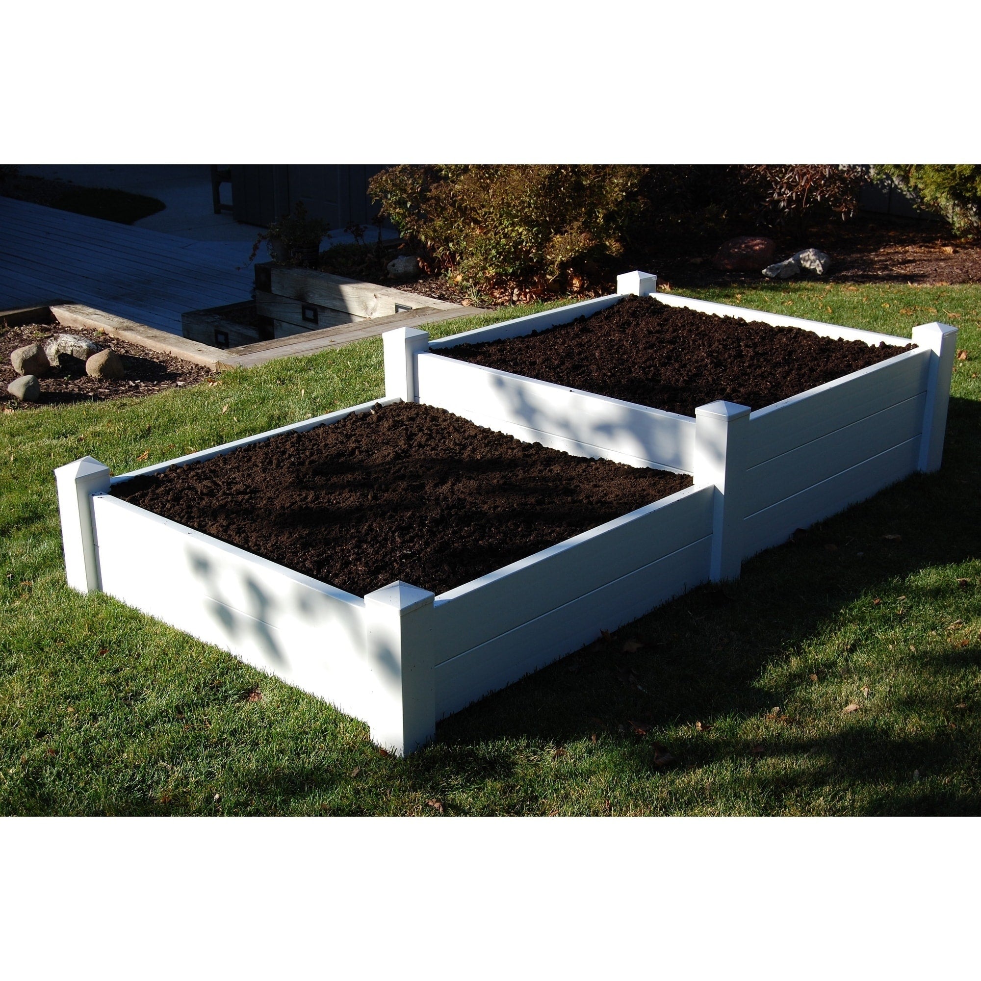 Dura Trel Split Level White Planter Bed Sand Box