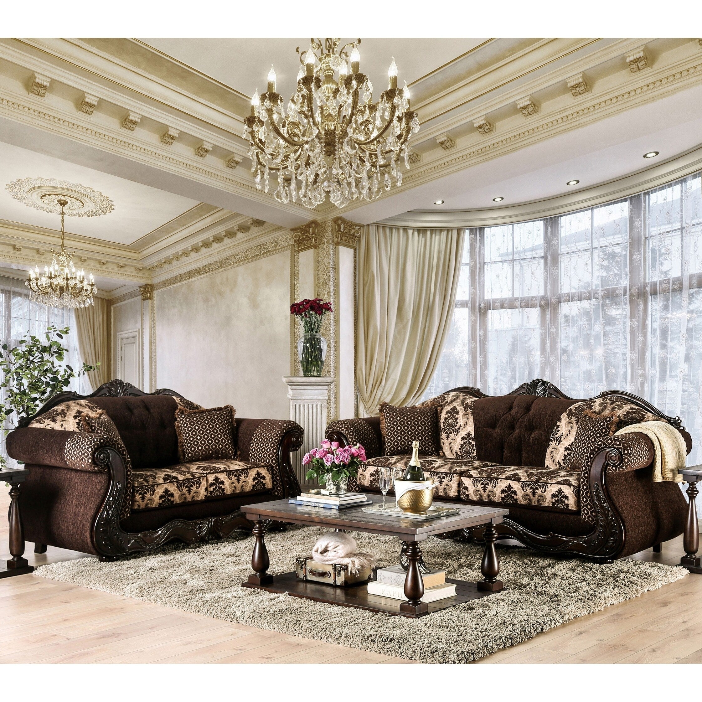 Durkham Traditional Dark Brown 2 Piece Living Room Set By Foa