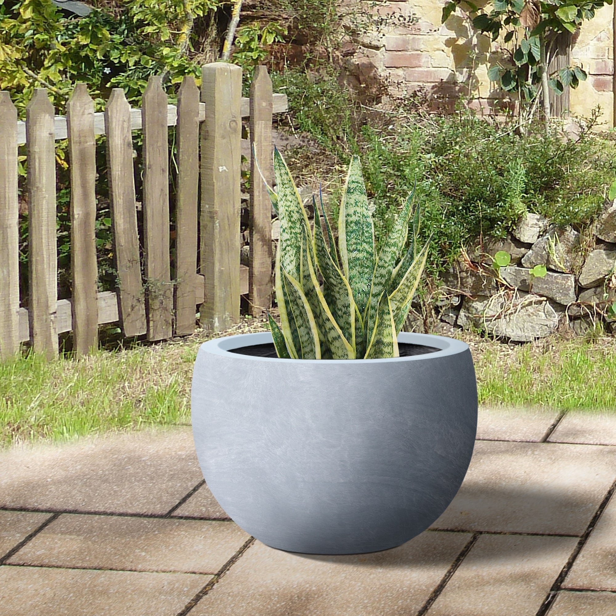 Durx Litecrete Lightweight Concrete Bowl Cement Color Planter Medium 15.7X15.7X10.2