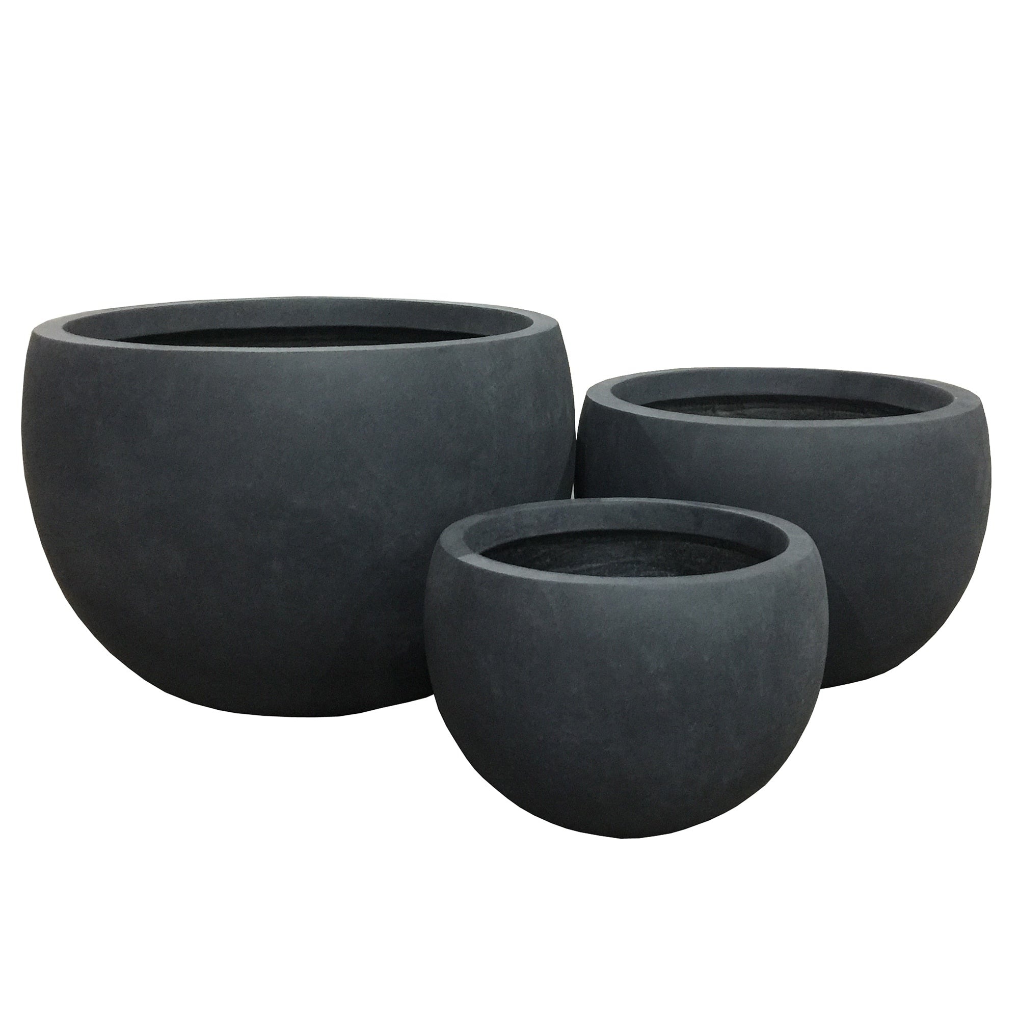 Durx Litecrete Lightweight Concrete Bowl Granite Planter Set Of 3 19.7X19.7X13