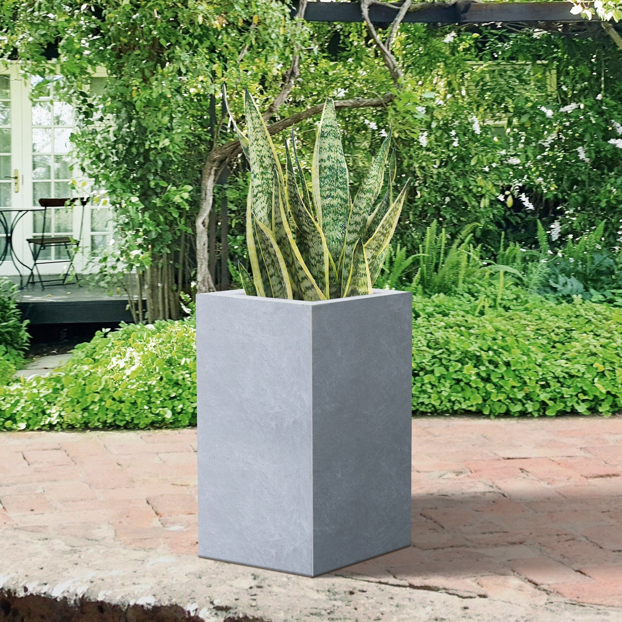 Durx Litecrete Lightweight Concrete Cement Color Tall Planter Large 13.8X13.8X27.8